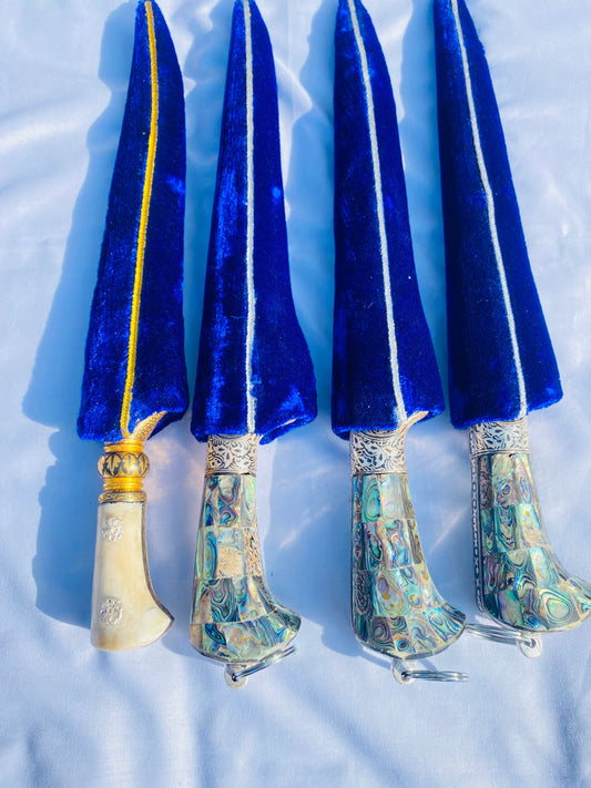 A set of Gold and Silver work Peshkabz with Damascus Blade