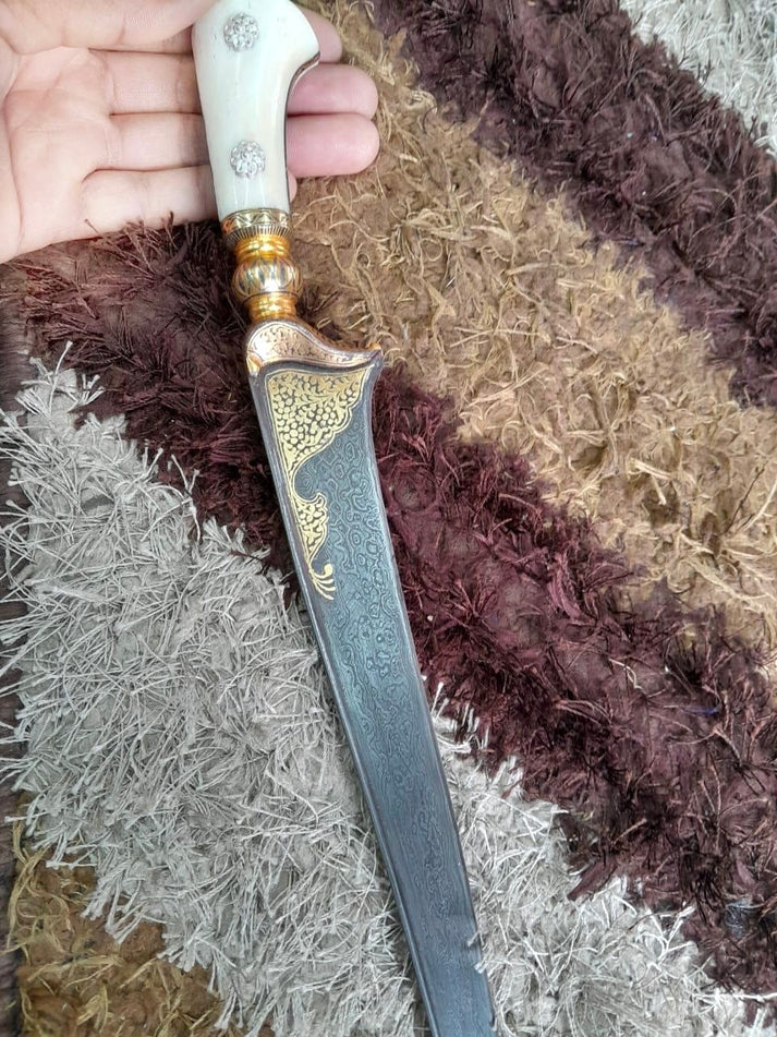 Damascus Peshkabz with Gold Koftgari