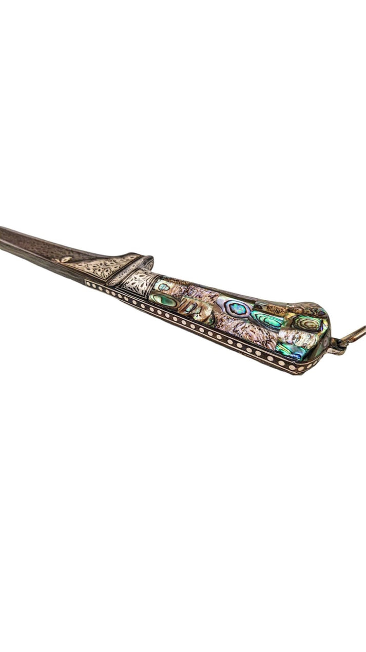 Damascus Peshkabz with Abalone handle and Silver work