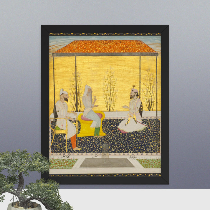 Maharaja Ranjit Singh seated with Dhian Singh and Kharak Singh- Framed Print