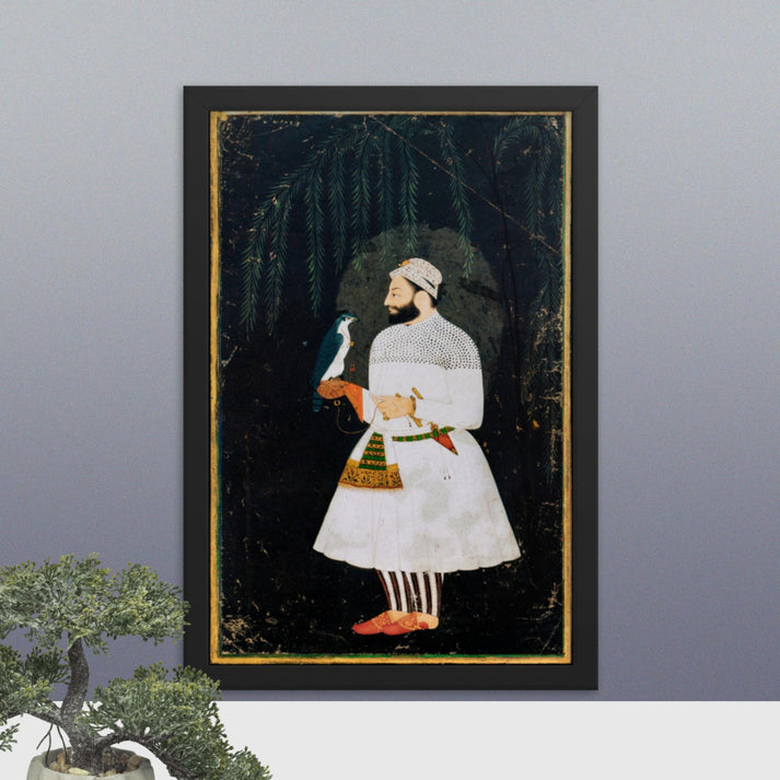 Contemporary painting of Guru Hargobind, mid-17th century - Framed print