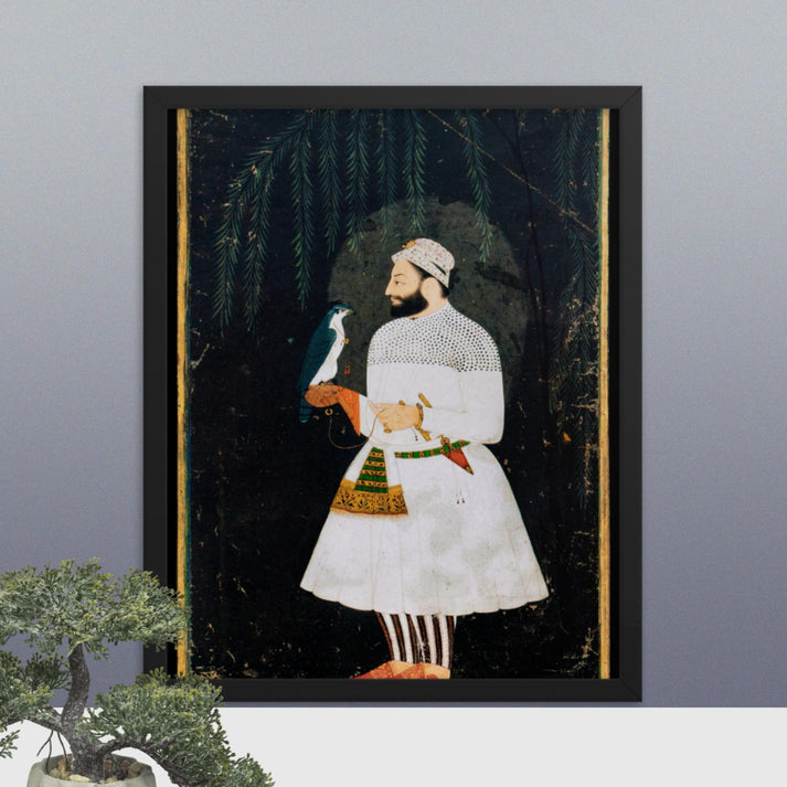 Contemporary painting of Guru Hargobind, mid-17th century - Framed print