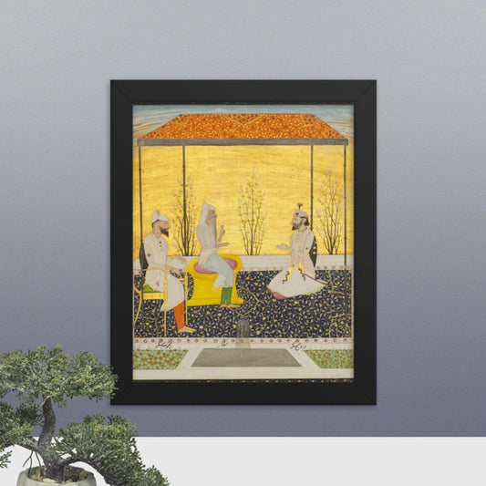 Maharaja Ranjit Singh seated with Dhian Singh and Kharak Singh- Framed Print